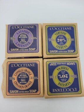 4 L'Occitane Extra-Doux Soap Set - Lavender, Verbena & Cinnamon Orange 3.5oz ea